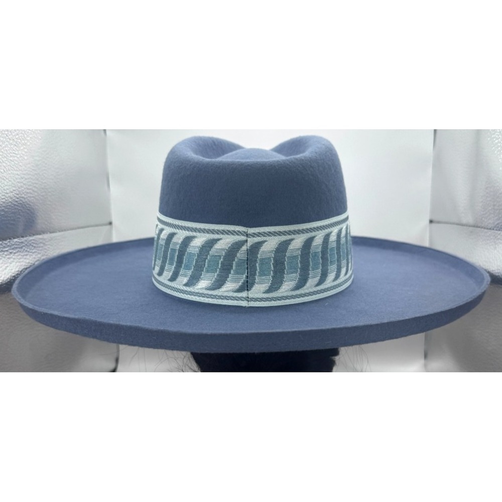 Olive & Pique 100% Wool Wide Brim Fedora Hat Blue OS RN141010 - Picture 3 of 10